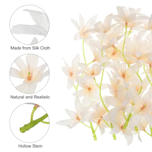 PATIKIL 7 Inch Artificial Orchid Flower, 24 Pcs Floating Candles Simulation Flower Cylinder Vase Fillers for Home Wedding Decoration, Champagne - color: Champagne