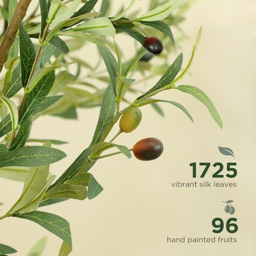 7ft Artificial Olive Tree Potted, Faux Indoor Plants with Natural Wood Trunk & Lifelike Fruits, Realistic Tall Fake Tree for Home Office Decor, Housewarming Gifts - size: 7ft