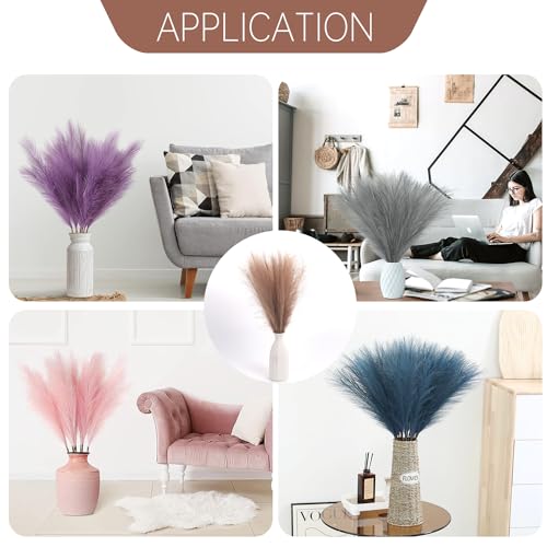 Faux Pampas Grass Decor ， 21.7 Inch Artificial Pampas Grass Brown Reed Grass, Vase Filler for Home Decor, Room, Bathroom, Wedding, Table Centerpiece - 20PCS - color: Brown