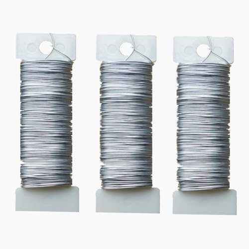 3 Rolls 22 Gauge Silver Paddle Wire Flexible Floral Wire for Flower Arrangement, Wreath, Garland - color: Silver