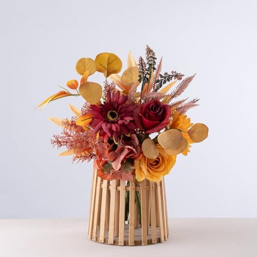 Artificial Flowers Artificial Plants Flowers Decoration Hydrangea Silk Flower Arrangements for Home Autumn Fall Bouquet Wedding Garden Festival Decor - color: Autumn Red