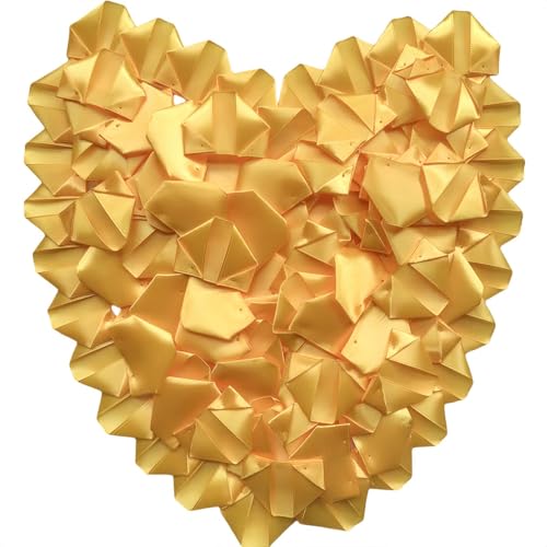 100Pcs Ready-to-Use Satin Rose Petals, Create Custom Eternal Flower Bouquets for Wedding, Engagement, Anniversary Easily DIY (Gold) - color: 100 Pcs Gold