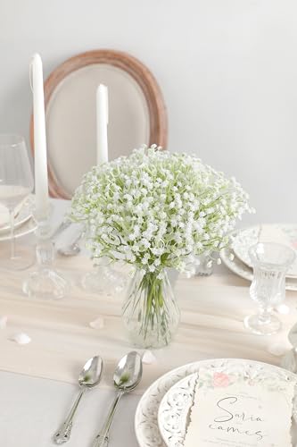 rongflower Babys Breath Artificial Flowers,30 Pcs White Gypsophila Greenery Sprays,Real Touch Flowers for Wedding Bouquets Centerpieces Floral Arrangements and Decorations - color: White