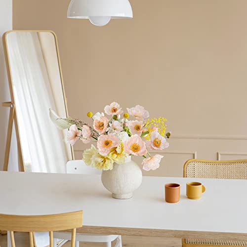 Artificial Flowers 5Pcs Poppies Flowers Artificial Silk Flowers for Home Office Wedding Outdoor Decor (Champagne) - color: Champagne