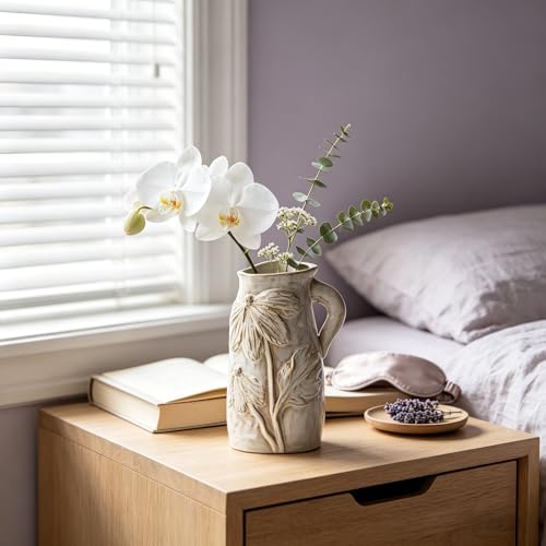 Small Ceramic Vase for Flowers,Handmade Modern Farmhouse Pitcher Vase for Home Decor,Smooth Glaze Decorative Table Vase for Living Room Shelf Bookshelf Entryway Decor,7.3 Inch - color: Creative Humanoid Vase