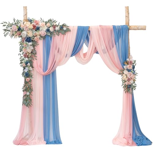 TINGE TIME Artificial Arch Flowers Kit Pack of 5, Wedding Decorations for Reception with Hanging Flowers, Wedding Arch Silk Floral Arrangements Ceremony Backdrop Bridal Shower Outdoor Party Decor - color: Dustyrose&navyblue