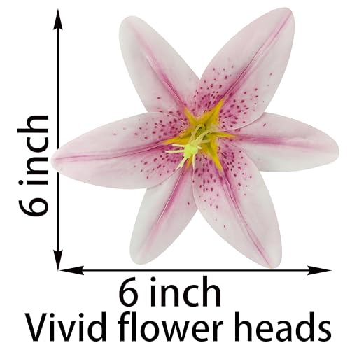 Light Purple Lillies Artificial Flowers, 6 Pcs Faux Lily Flowers,23 Inch Long Stem Tiger Lily Branch with 3 Full Blooms and 4 Leaves, Latex Real Touch Lilium Flower for Wedding Bouquet - color: Light Purple