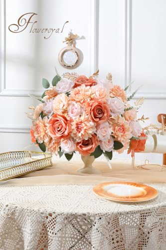 Floweroyal Artificial Flowers Fake Rose Flowers Dahlia with Stems for DIY Wedding Bridal Bouquets, Baby Shower, Floral Arrangement, Table Centerpieces, Home Decorations (Nude Color) - color: Nude Color