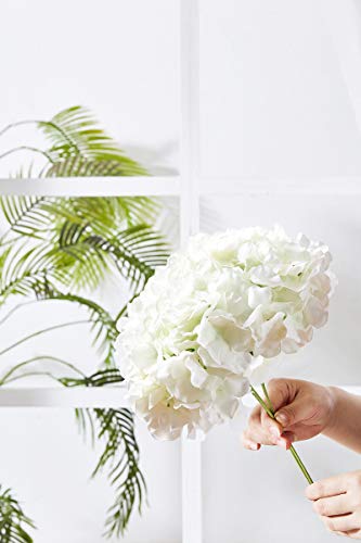 Hydrangea Silk Flower White 10 Heads Artificial Hydrangea Silk Flowers Head for Wedding Centerpieces Bouquets DIY Floral Decor Home Decoration with Long Stems - White - color: 10pcs Ivory, size: Large