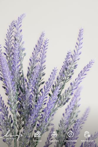 Ling's moment Artificial Purple Lavender, 4 Bushes Fake Lilac Flower for Wedding Bouquet DIY Table Centerpieces and Floral Arrangement Decoration
