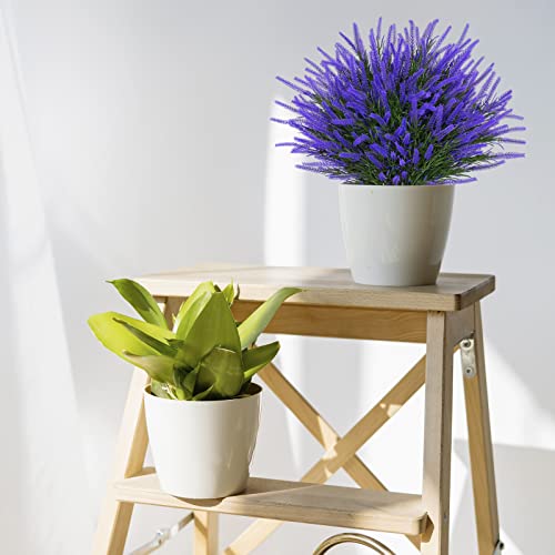 12 Bundles Fake Outdoor Flowers UV Resistant Plants Artificial Lavender Faux Plastic Shrubs Window Box Garden Porch Home Decor(Purple) - color: Purple