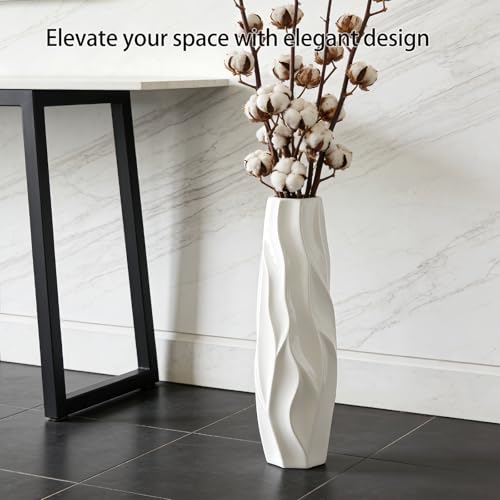 Large Ceramic Floor Vase 17.7 Inches Tall,Tall Vases for Floor White Modern Flower for Home,Farmhouse,Living Room Décor,Simple Origami Design Decorative Porcelain Flower Arrangement Vase Ideal Gift - color: Shape 2, size: 17.7 inch