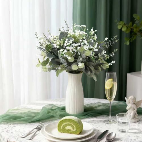 60 Pcs Mixed Artificial Eucalyptus Leaves Stems Bulk,Baby Breath Artificial Flowers Bulk with Eucalyptus Leaves Greenery Stems for DIY Bouquets Wedding Floral Home Decor (Green-60pcs) - color: Green-60pcs