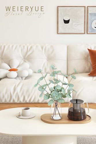 Artificial Eucalyptus Stems in Glass Vase with Faux Water,Artificial Plants Eucalyptus Leaves for Shelf Desk Bathroom Farmhouse Room Coffee Table Home Decor, Central Decoration. - color: Eucalyptus Leaves 1