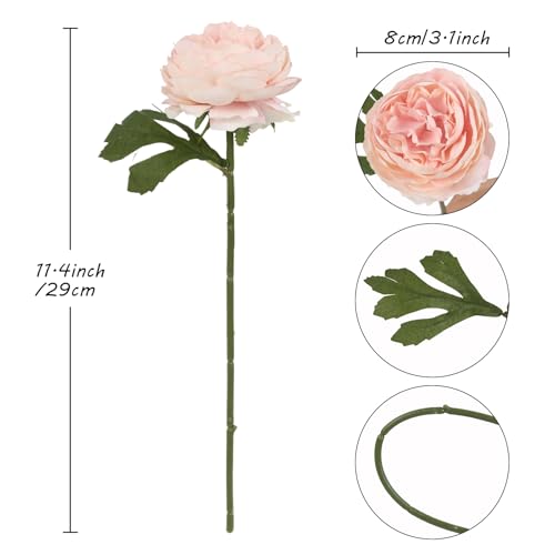 IPOPU 10pcs Champagne Pink Peonies Artificial Flowers Silk Peonies with Stems Real Look Fake Peony for Home Table Decorations Wedding Faux Flowers Arrangements (Champagne Pink) - color: Champagne Pink