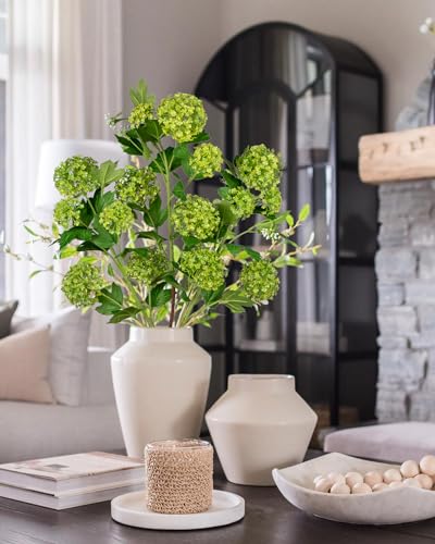 DILATATA Faux Hydrangea Flowers 31" Green Artificial Hydrangea Spray with 5 Flower Heads, 3 Per Bag.Faux Hydrangeas Plastic Flowers Fake Hydrangeas for Indoor Outdoor Wedding Table Centerpieces Decor - color: Green #99
