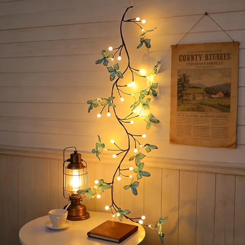 Blue Butterfly LED Tree Branch Lights for Wall, Butterfly Vine Lights for Bedroom with 96 LED Flower String Lights and USB Powered,8Lighting Modes for Indoor Window Wedding Decor (75 in) - size: 75in, style: Blue butterfly