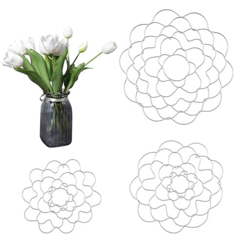3PCS Flower Arrangement Holder, Flower Frogs for Arrangements Vase Floral Grid Stainless Steel Reusable Florist Supplies Easy Arranger Organizer for Vase Bouquets Fixation Plant Flowers Inserts