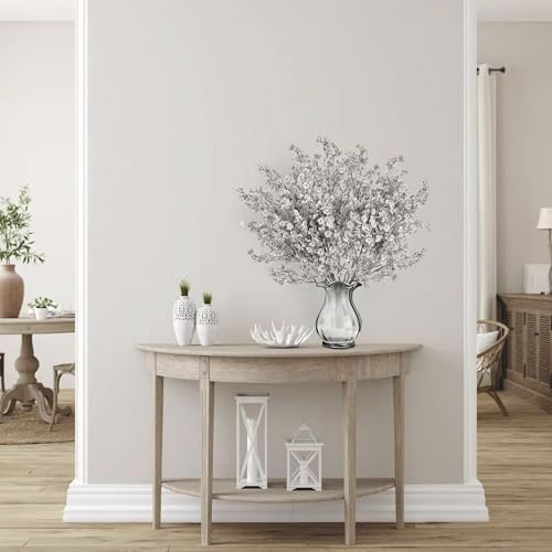 Sggvecsy 15 Pcs Babys Breath Artificial Flowers Gypsophila Bouquets Bulk Real Touch Fake Silk Flowers for Home DIY Floral Arrangement Table Centerpiece Fall Thanksgiving Autumn Decoration (Grey) - color: Grey, size: 15Pcs