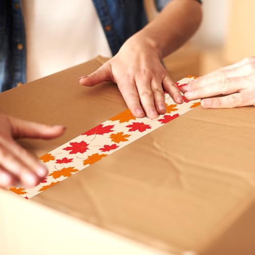 Whaline Fall Maple Leaves Decorative Packing Tape 100 Yard Gift Boxes Wrapping Tape for Autumn Thanksgiving DIY Art Craft Small Business Sealing Boxes Mail Boxes Supplies - style: Maple Leaves