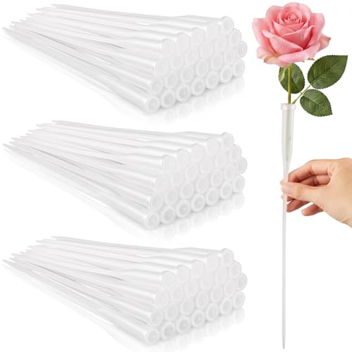 Tessco for you 90 Pcs Floral Water Tubes 12 Inch Floral Tubes Plastic Flower Supplies for Fresh Flowers with Rubber Cap for Flower Stem Arrangements Florist Supplies(Clear) - color: Clear, size: 12 Inch