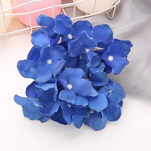FagusHome Silk Hydrangea Heads 36 Pcs Artificial Flowers Heads and 3 Dozens Stems Fake Hydrangea Flowers with Stems for Home Wedding Decor (Blue) - color: Blue