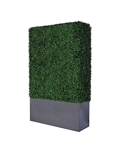 Artificial Hedge Wall (38" Width* 12" Deep* 79" Height) with Dark Gray Stainless Steel Planter Box (79.00) - size: 38"W*12"D*79"H