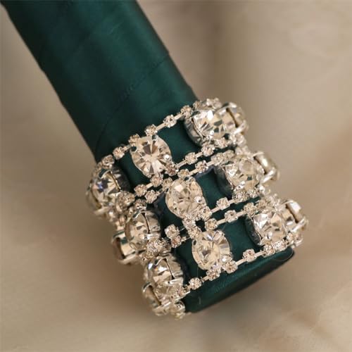 Luxury Cascade Bridal Wedding Bouquet Satin Rose Waterfall Holding Bouquet Artificial Flower Bunch for Bride Bridesmaid(Dark Green, 15" x 7.5") - color: Dark Green #1, size: 15"L x 7.5"W(38cm x 19cm)