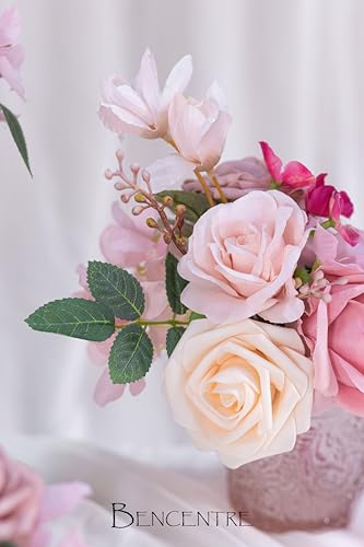 Hot Pink Wedding Centerpieces Flowers Set of 6 Mini Bridesmaid Bouquets Posy Bouquet Pre-Made Wedding Flowers Centerpieces for Tables Artificial Flowers - color: Hot Pink