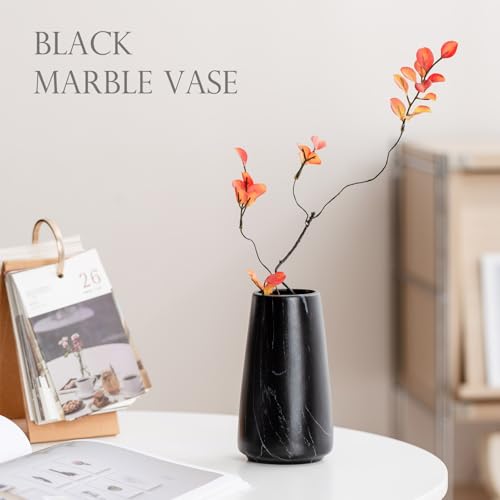 Marble Black Vase - Black Flower vase, 6" Small Simple Modern Ceramic Vases for Flower/Pampas Grass, Minimalist Farmhouse Boho Vase for Centerpieces, Home Decor, Bathroom Decor - color: Marble Black, size: Small