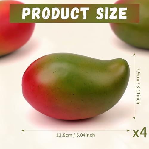 Gresorth 4pcs High-Grade Fake Green Mango Artificial Fruits Simulation Home Party Table Cabinet Decoration Photography Props - color: Green