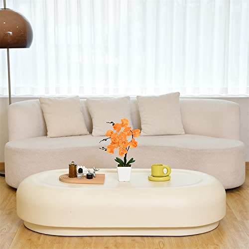 15" Tall Artificial Silk Phalaenopsis Orchid Flower Plant Pot Arrangements (Orange) - color: Orange