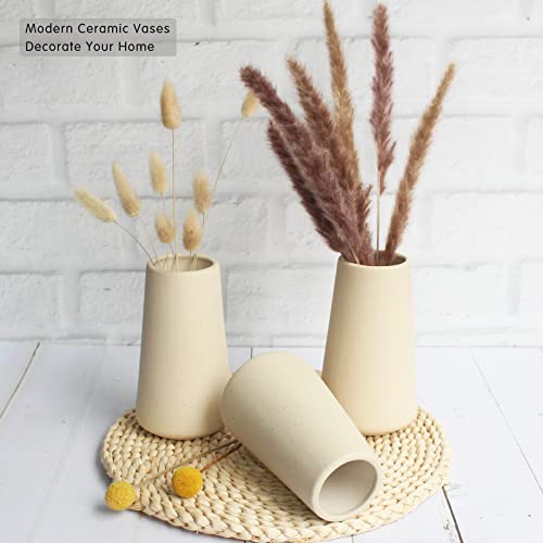 YANLING 6 Pack Light Yellow Ceramic Vase for Flowers, 6 inch Modern Vases for Pampas Grass Simple Shelf Decor, Boho Vases for Home Decor, Wedding Dinner Table Party Office - color: Style E