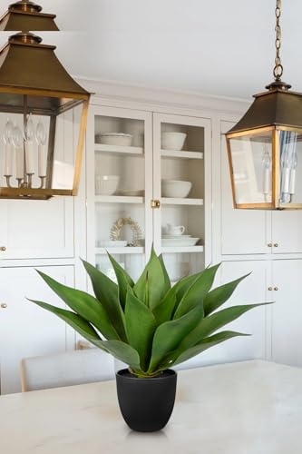 Large Faux Agave Plant 13.4" Fake Plant Artificial Decor Faux Plant Fake Succulent Plants in Pot Realistic Agave Plant Artificial Potted Plants for Home Living Room Table Office Desk Bathroom Indoor - color: Agave -Black