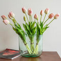 Artificial Tulips Flowers,Soft Touch Latex Bouquet, Fake Tulips,Spring Wedding Home Room Table Centerpiece Decor - color: 15pcs Powder Pink(no Vase)