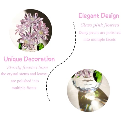 Arikyrist Crystal Pink Daisy Figurine Gifts for Women Friends Glass Daisy Flowers for Home Office Tabletop Centerpieces Decor - color: Pink