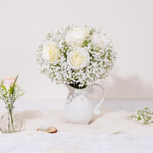 Waipfaru 50 Pcs Babys Breath Artificial Flowers, Baby Breath Flowers Artificial Bulk, Real Touch White Fake Flowers, Faux Babies Breath Gypsophila for Wedding Home Decor Floral Arrangement - size: 50 Pcs