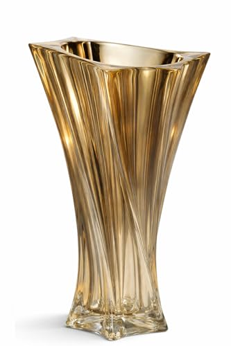 Glass Vases for Flowers，Thickened 3.5 lb Modern Vases for Tables Centerpieces for Home Decor, Colorful and Clear Irregular Crystal Vase (Amber) - color: Amber