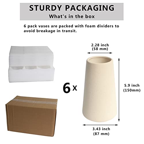 YANLING 6 Pack Light Yellow Ceramic Vase for Flowers, 6 inch Modern Vases for Pampas Grass Simple Shelf Decor, Boho Vases for Home Decor, Wedding Dinner Table Party Office - color: Style E