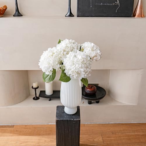 22" Large Real Soft Touch Artificial Hydrangea Flowers Bouquet Latex Hydrangeas for Wedding, Home, Office, Bridal Party Decoration Garden Office Room Table Centerpieces 4pcs White - color: 4pcs White