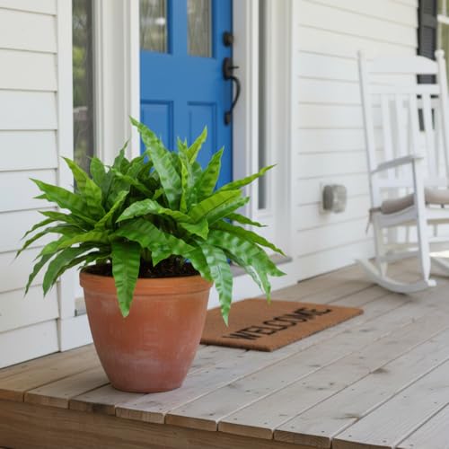3pcs Artificial Bird's Nest Fern, 27.5" Wide Large Faux Fern Plants (45 Leaves Total), UV Resistant Fake Greenery for Window Box, Planter, Outdoor Porch, Patio & Indoor Home Office Decor