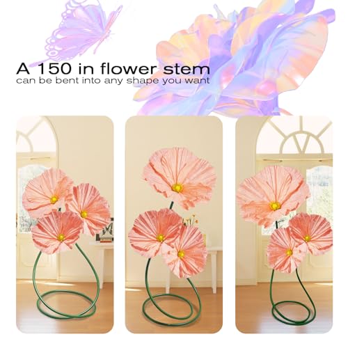 Large Flowers Artificial Flower Decoration - Wedding Giant Flowers Huge Artificial Paper Floral for Birthday Ceremony Party Event Mall Window Display Decorations 3pc (Pink) - color: Pink Poppy