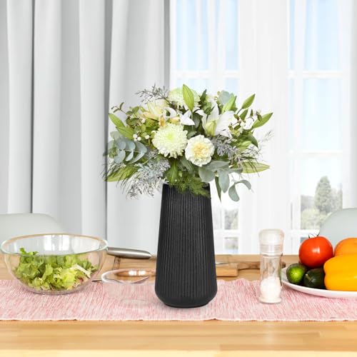 Matte Black Ceramic Vase, GUKJOB Small Cute Flower Vase for Pampas Grass, Home, Living Room, Dining Table, Farmhouse, Office Decor, Bedroom, Table, and Kitchen Shelf (Matte Black) - color: Small Matte Black