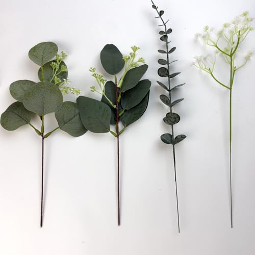 50 Pcs Mixed Artificial Eucalyptus Stems Bulk Babys Breath Fake Flowers Artificial Greenery for Home Decoration, Crafts, Wedding Arrangement - size: 50 Pcs