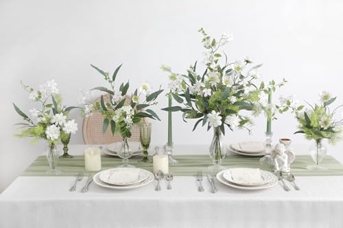 6 Pcs 25.5" Artificial Eucalyptus Stems,Realistic Faux Willow Leaves Greenery Branches for Vase Decor, Wedding Centerpieces, Farmhouse Home Party Decor, Bendable Stems & No Fade - color: Willow Leaves
