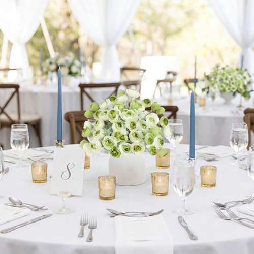 Mini Peonies Artificial Flowers, 3 Bundles Silk Faux Ranunculus Flower, 42 Heads Artificial Peonies with Stems for Home Office Dining Table Wedding Spring Centerpiece Decor(White Green) - color: White Green