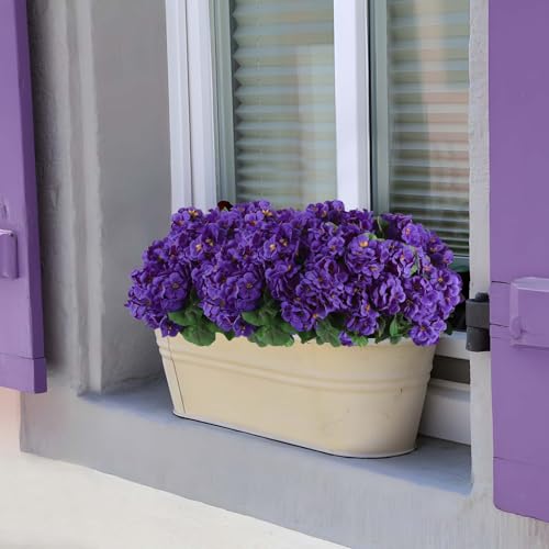 Hananona Artificial Geranium Flowers for Outdoors Geranium Silk Flowers Outdoor UV Resistant Garden Plants Faux Flowers for Home Kitchen Table Centerpieces Decor (12, Purple) - color: Purple