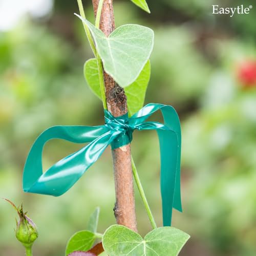 Easytle 2 Pack x 150 ft Stretch Tie Tape Roll, 1/2" Garden Tie Tape, Thick Sturdy Plant Ribbon Garden Green Vinyl Stake Gardening Tools for Indoor Outdoor Patio Plant Use - size: 300 ft