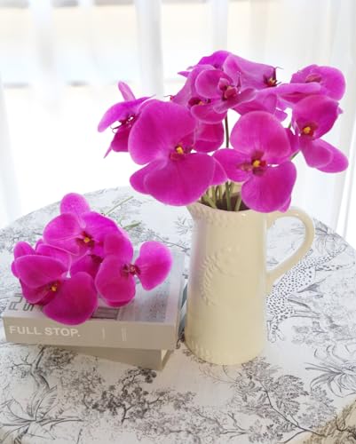 Purple Orchid Artificial Flowers 6 Bouquets 18 Heads Real Touch Fake Orchid Faux Flowers for Vase Table Centerpiece Home Wedding Party Garden Decoration(Purple) - color: Purple
