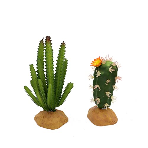 JIHAQUA Reptile Plants Succulent, Artificial Desert Rain Forests Plants for Lizard Bearded Dragon Chameleon Gecko Snake Amphibian Terrarium Decor (Set 2) - color: Set 2